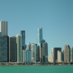 chicago skyline from the lake michigan